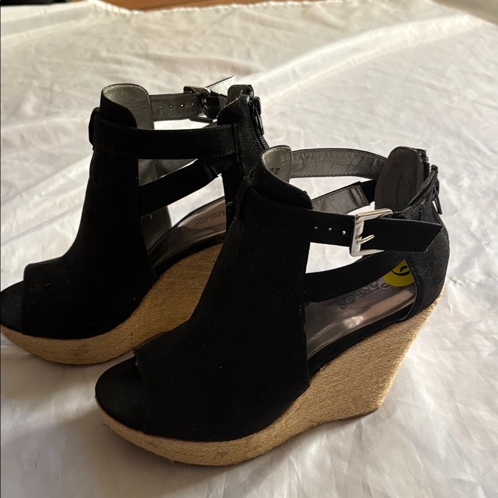 Carlos by Carlos Santana Black Espadrille Wedge Sandals - Picture 2 of 4